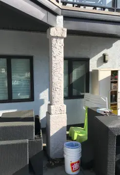 New finish over traditional stucco — before