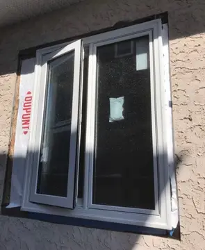 Small stucco repairs — before