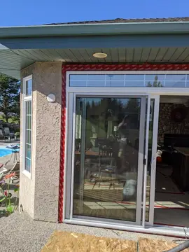 Small stucco repairs — before
